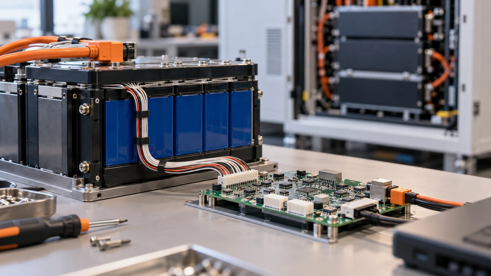 Illustrative sensing and communication electronics in a BMS
