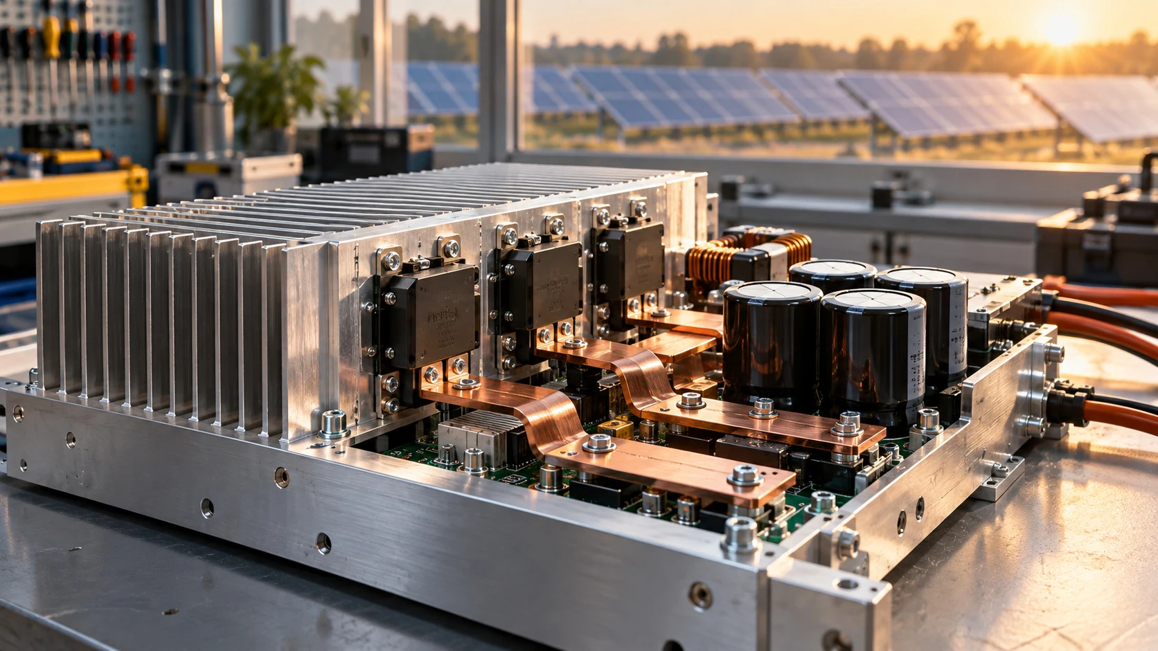 Illustrative inverter power stage and cooling assembly