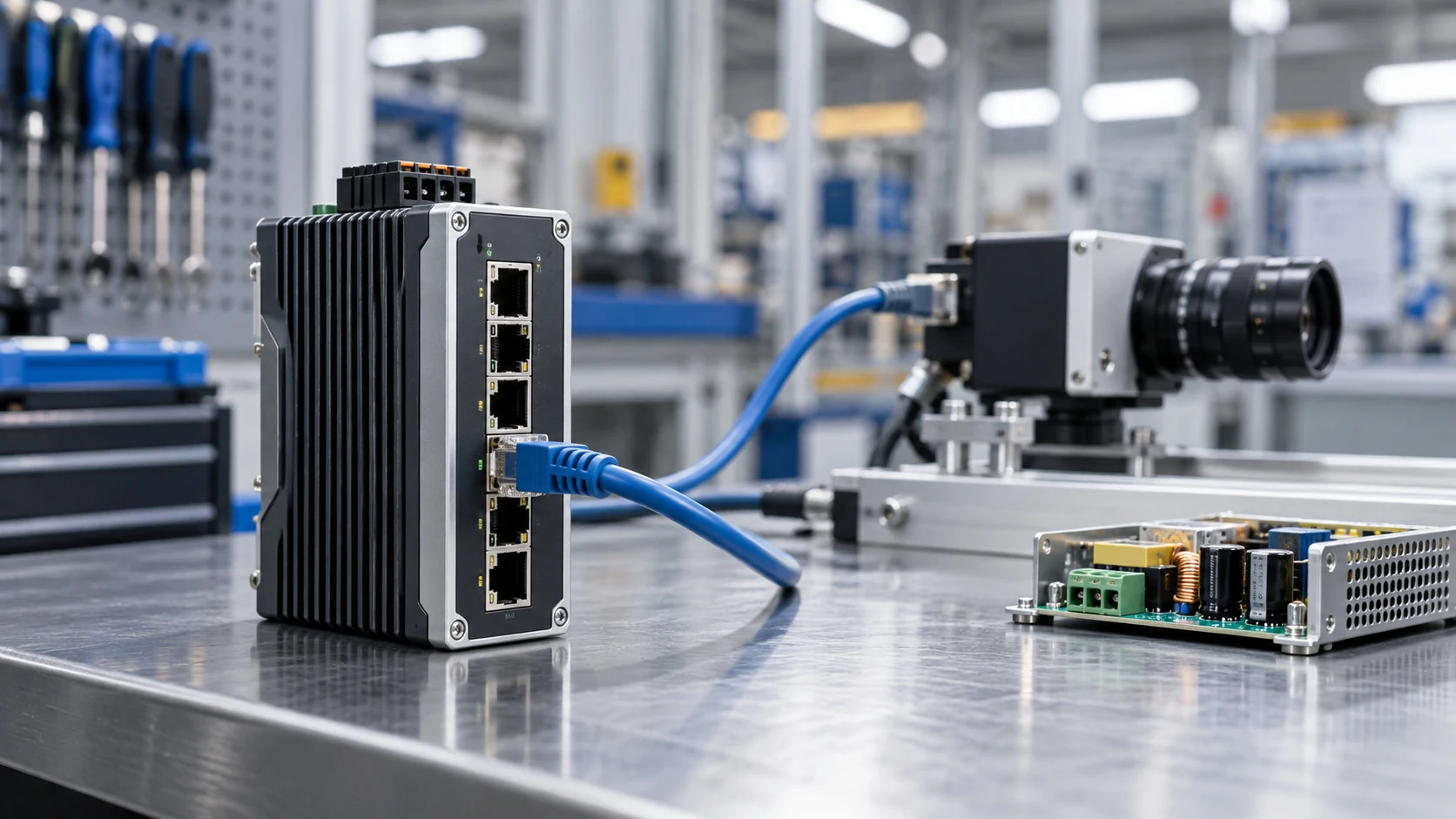Illustrative industrial network power and connected device scene